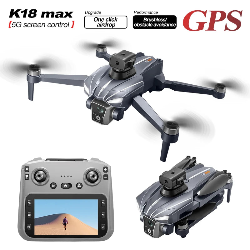 NOUVEAU drone caméra professionnelle K18Max 8K 360 ° Moteur sans brosse d'évitement d'obstacles de laser 5G GPS avec le drone de télécommande d'écran