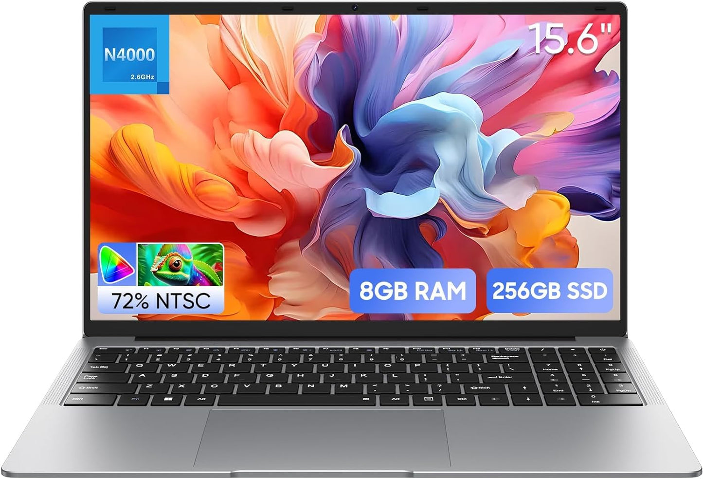 15.6" Window 11 Pro Laptop with 8GB RAM, 256GB SSD, MS Office 365, 100% sRGB Display, N4000 Processor, Dual-Band Wi-Fi, Bluetooth 4.2, USB-A, HDMI, 1920x1080 FHD Display