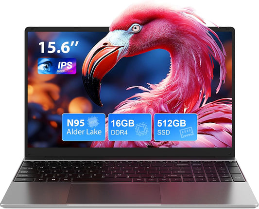 15.6 inch laptop, laptop 16GB RAM 512GB SSD N95 processor (up to 3.4 GHz), Windows 11 laptop with mouse included, 1920 x 1080 IPS, 2.4/5.0G WiFi, BT5.0, USB 3.0 × 2