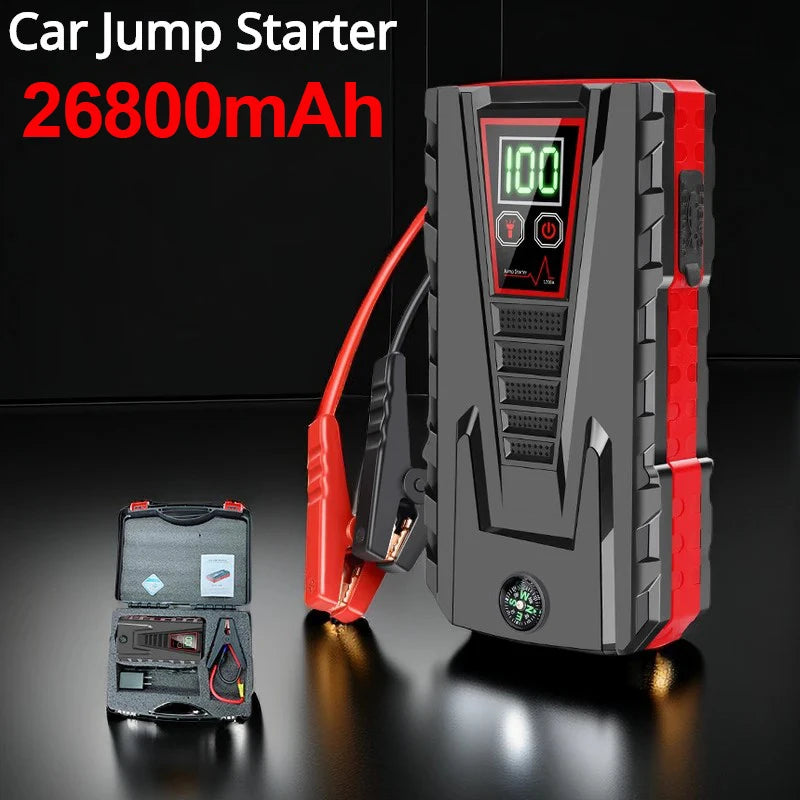 26800mAh Portable Car Jump Starter Peak 2500A Power Bank Charger 12V Auto Starting Device Petrol Diesel Car Emergency Battery