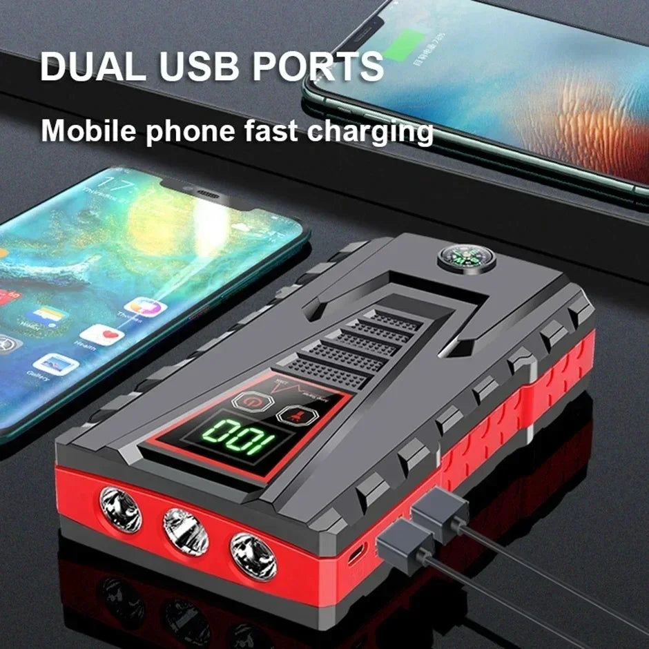 26800mAh Portable Car Jump Starter Peak 2500A Power Bank Charger 12V Auto Starting Device Petrol Diesel Car Emergency Battery