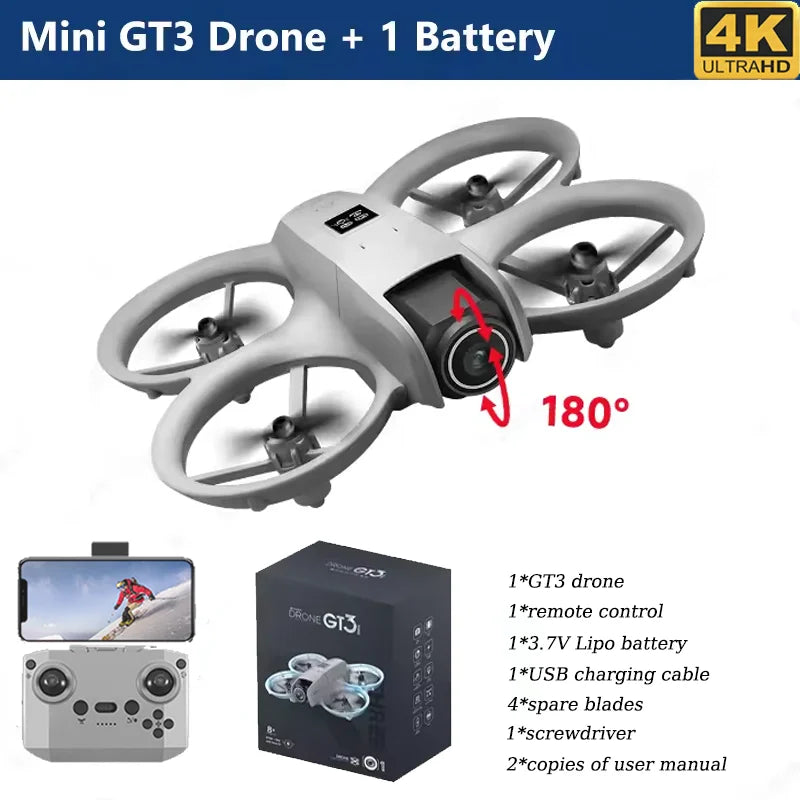 2025 nouveau GT3 MAX Mini avec LED Drones pliables GPS 8K HD double caméra moteur sans brosse évitement d'obstacles RC quadrirotor jouets cadeaux