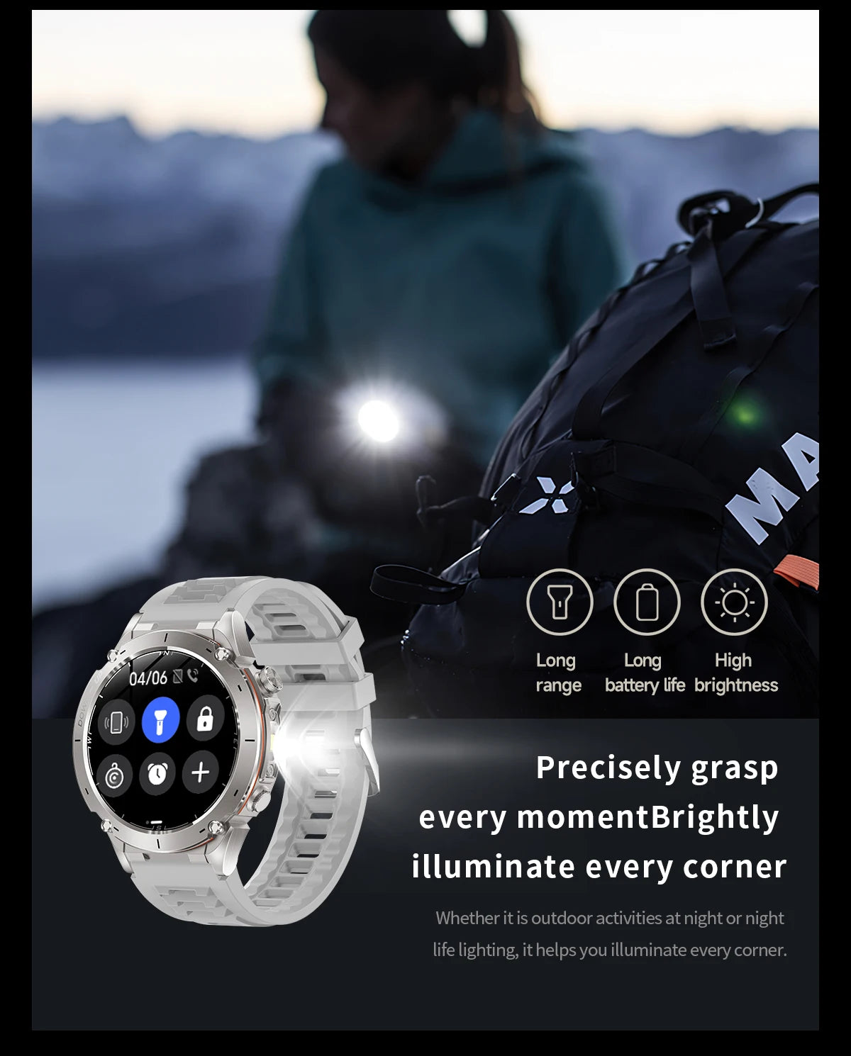 2025 Ultra GPS Smart Watch – 10ATM Waterproof | Dual-Band GNSS, Compass, Military Sport Design