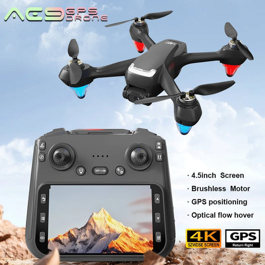AE9 GPS Drone 4K professionnel HD caméra aérienne FPV flux optique sans brosse avec grand écran télécommande quadrirotor garçons jouets
