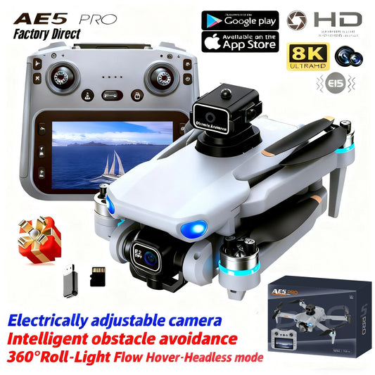2026 nouveau Drone AE5 Pro 8K HD 4.5 "contrôle d'écran 20 Min batterie Mode sans tête hélicoptère 360 °   Flip Quadcopter Mini Drone Jouet Enfant