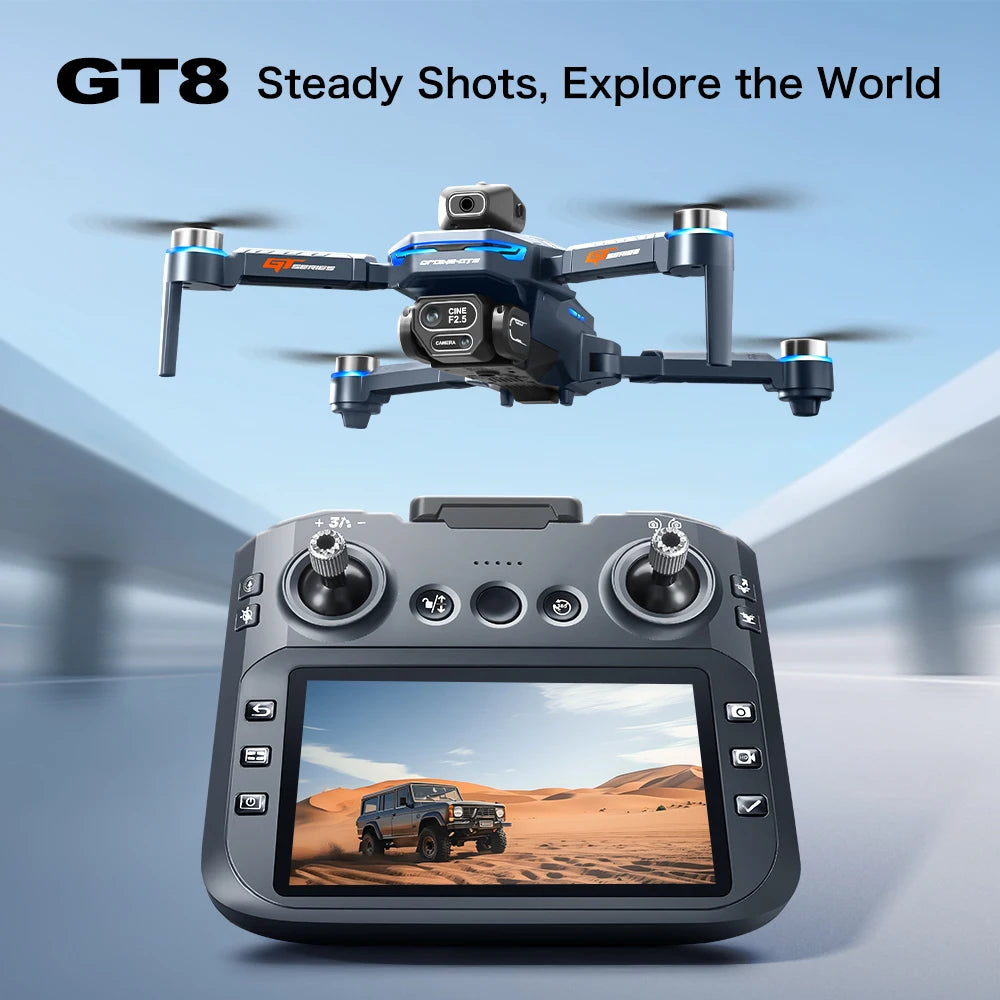 Nouveau Drone GT8 8K caméra HD professionnelle aérienne FPV Intelligent évitant l'obstacle grand écran télécommande pliant RC Dron jouet