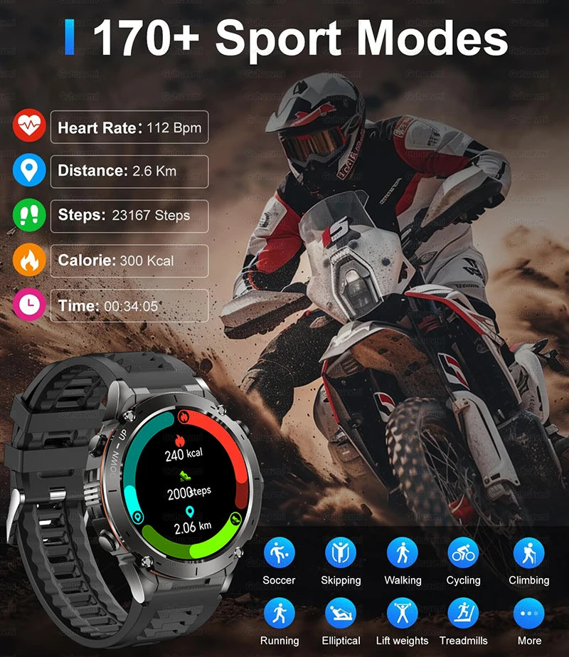 2025 Ultra GPS Smart Watch – 10ATM Waterproof | Dual-Band GNSS, Compass, Military Sport Design