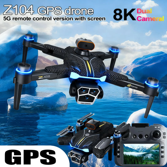 Z104 Drone caméra Drone 8K HD double caméra 5G Wifi FPV GPS moteur sans brosse évitement d'obstacles pliable RC quadrirotor