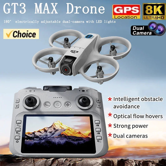 2025 nouveau GT3 MAX Mini avec LED Drones pliables GPS 8K HD double caméra moteur sans brosse évitement d'obstacles RC quadrirotor jouets cadeaux