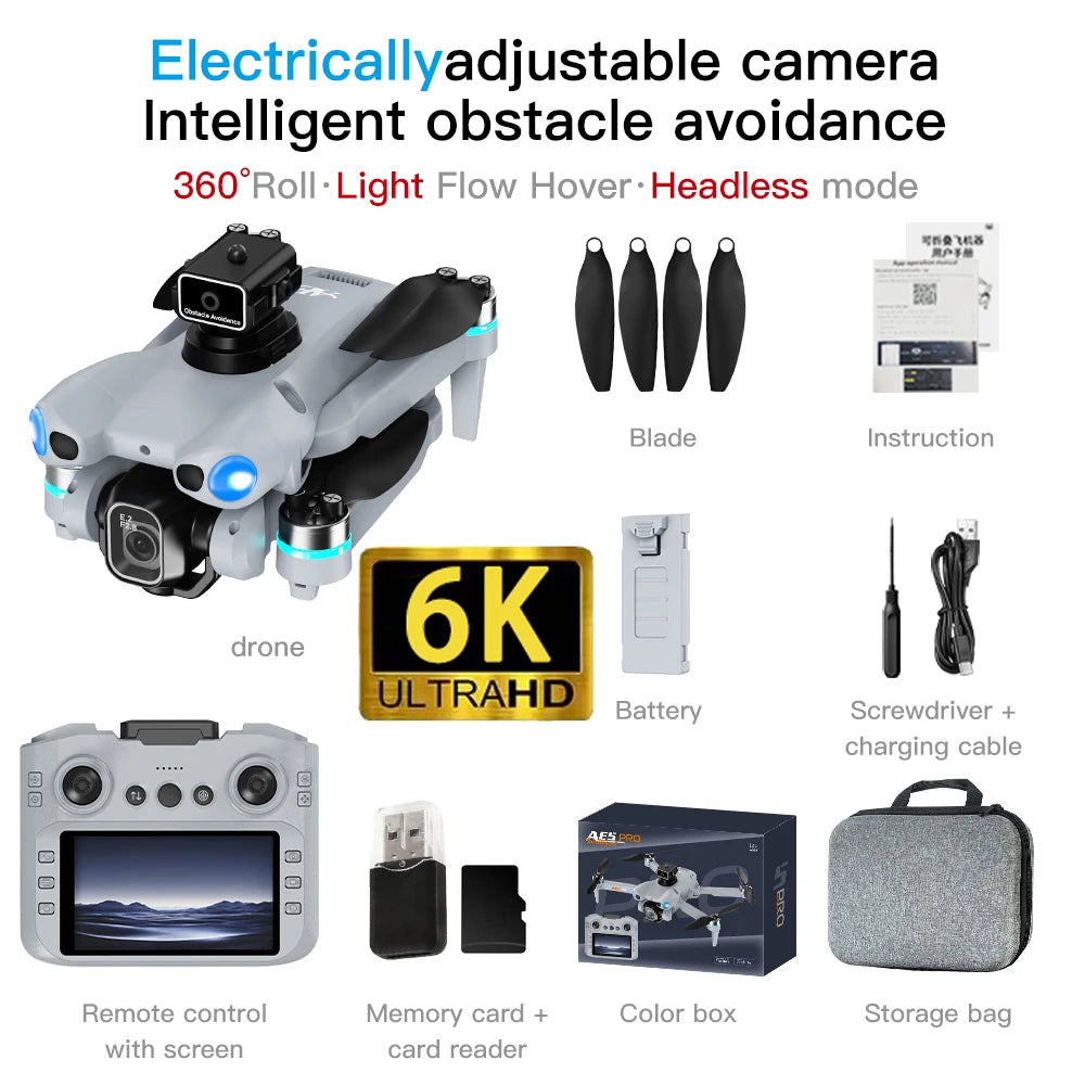 Mini Drone AE5 Pro HD – Caméra Grand Angle, Télécommande Écran 4,3”, Vol Stable & Acrobaties 360°