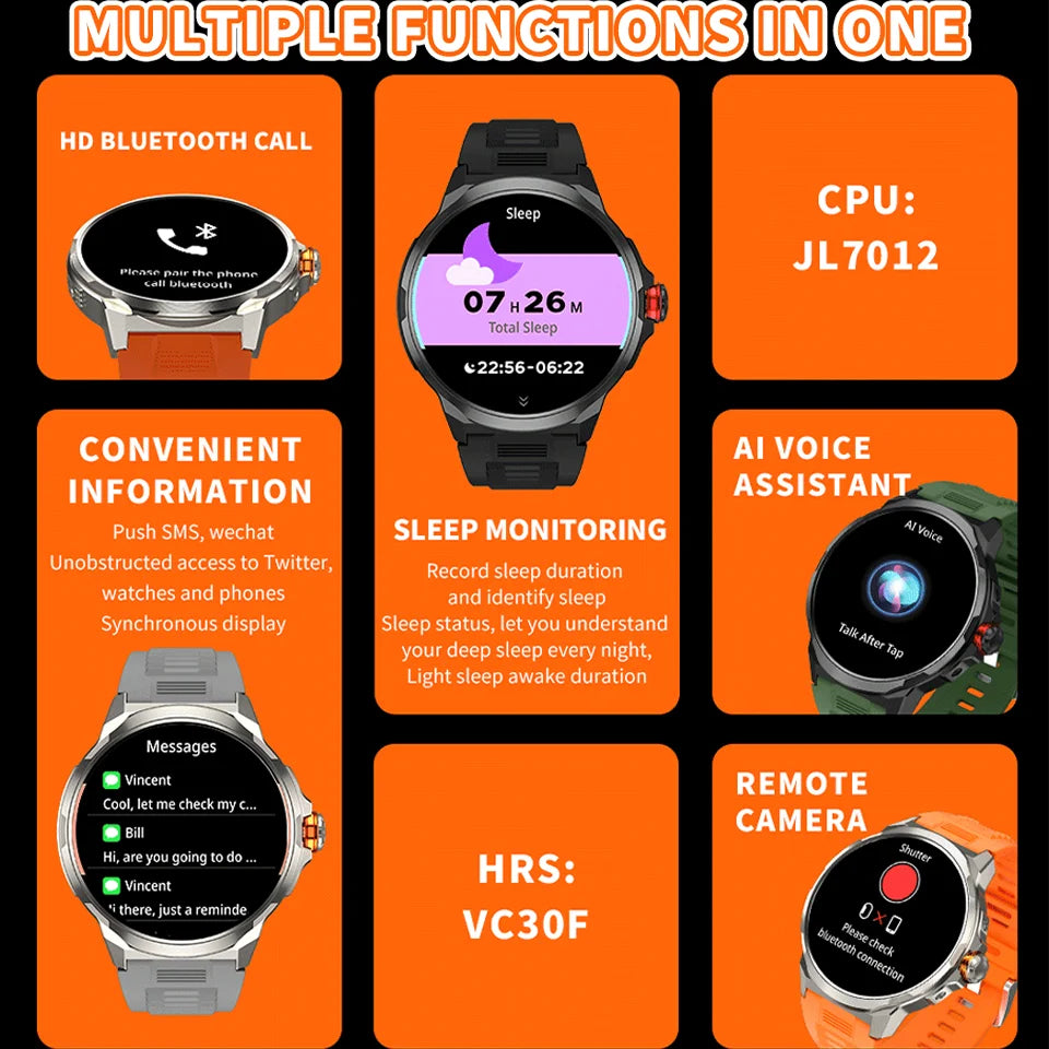 1.93 pouces montre HD grand écran montre intelligente hommes femmes 700mAh batterie Bluetooth appel GPS piste fréquence cardiaque IP68 étanche SmartWatch