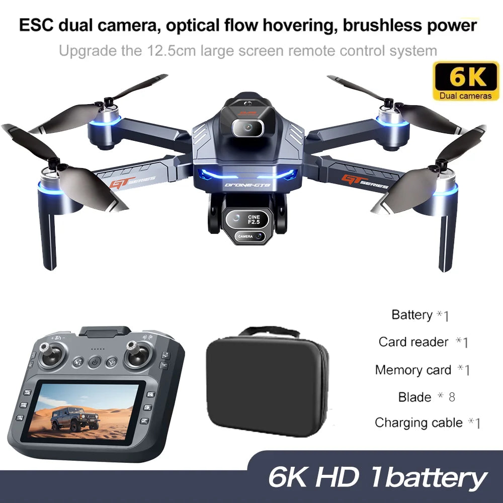 Nouveau Drone GT8 8K caméra HD professionnelle aérienne FPV Intelligent évitant l'obstacle grand écran télécommande pliant RC Dron jouet