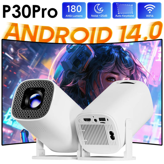 P30PRO Android 14 Mini projecteur intelligent WiFi6 BT 5.0 prend en charge 4K 1280*720P prend en charge le projecteur de cinéma maison de miroir d'écran