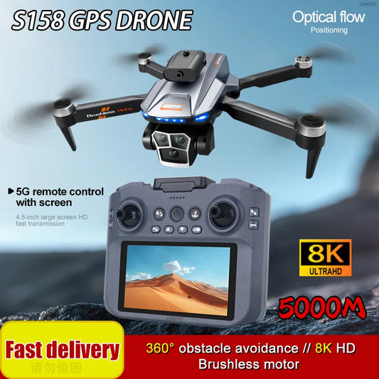 Drone de contrôle d'écran amélioré GPS S158 360 °   Évitement d'obstacles caméra 8K ESC avion télécommandé professionnel sans brosse