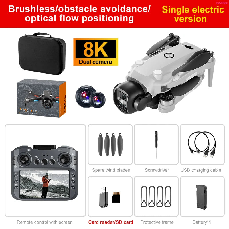 Nouveau V156 Max Drone professionnel HD double caméra Dron moteur sans brosse 5G WIFI FPV pliable RC quadrirotor hélicoptère jouets