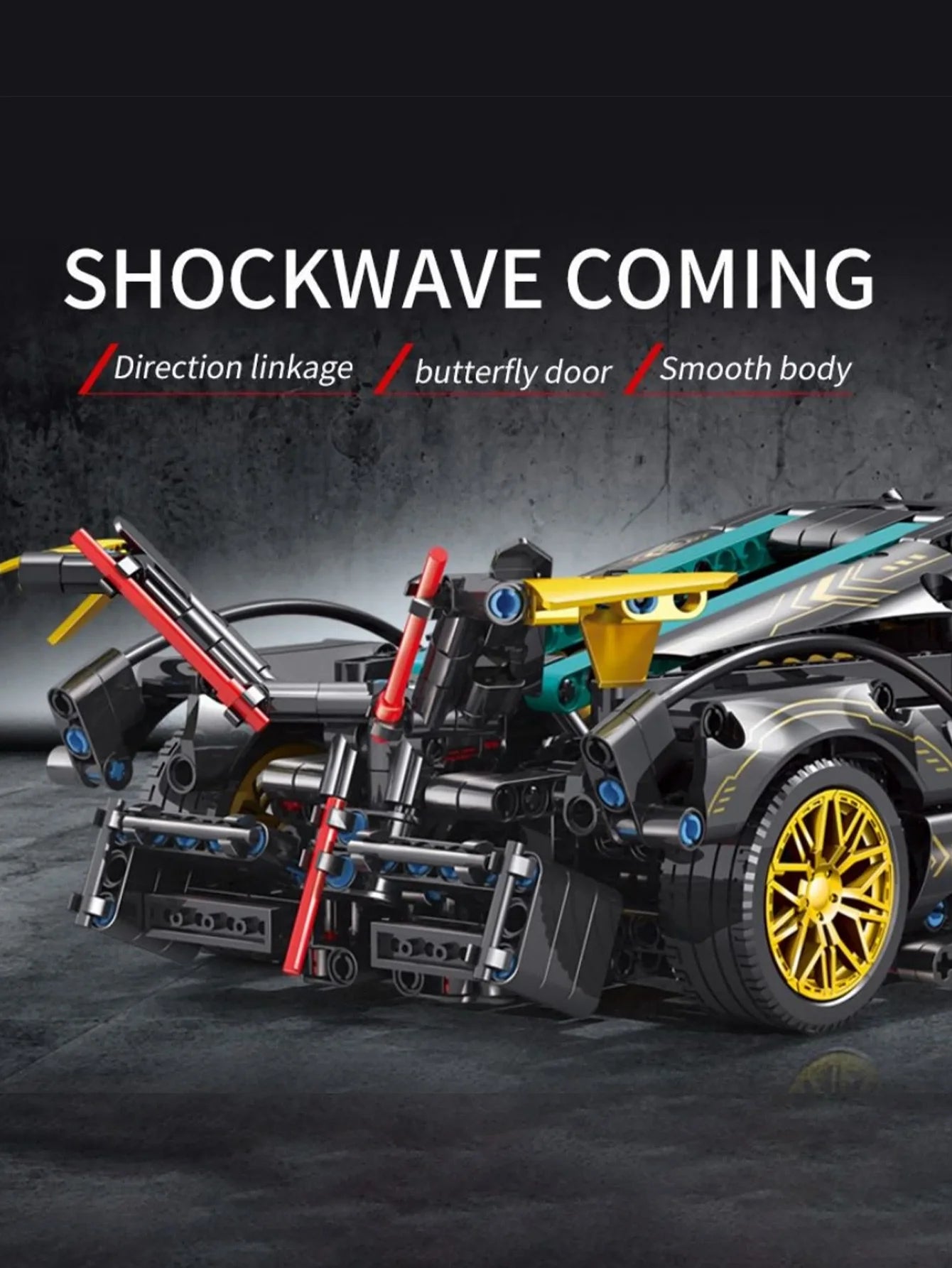 1:14DIY modèle de voiture de sport super noir bloc de construction de voiture de sport jeu d'assemblage jouets cadeaux de festival ornements et décorations pour la maison