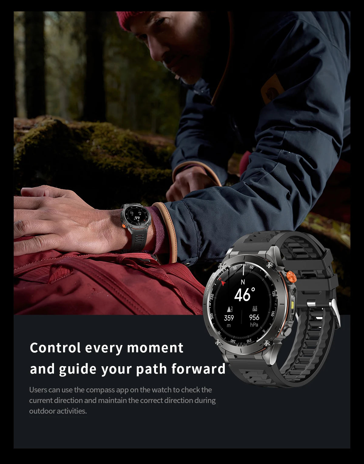 2025 Ultra GPS Smart Watch – 10ATM Waterproof | Dual-Band GNSS, Compass, Military Sport Design
