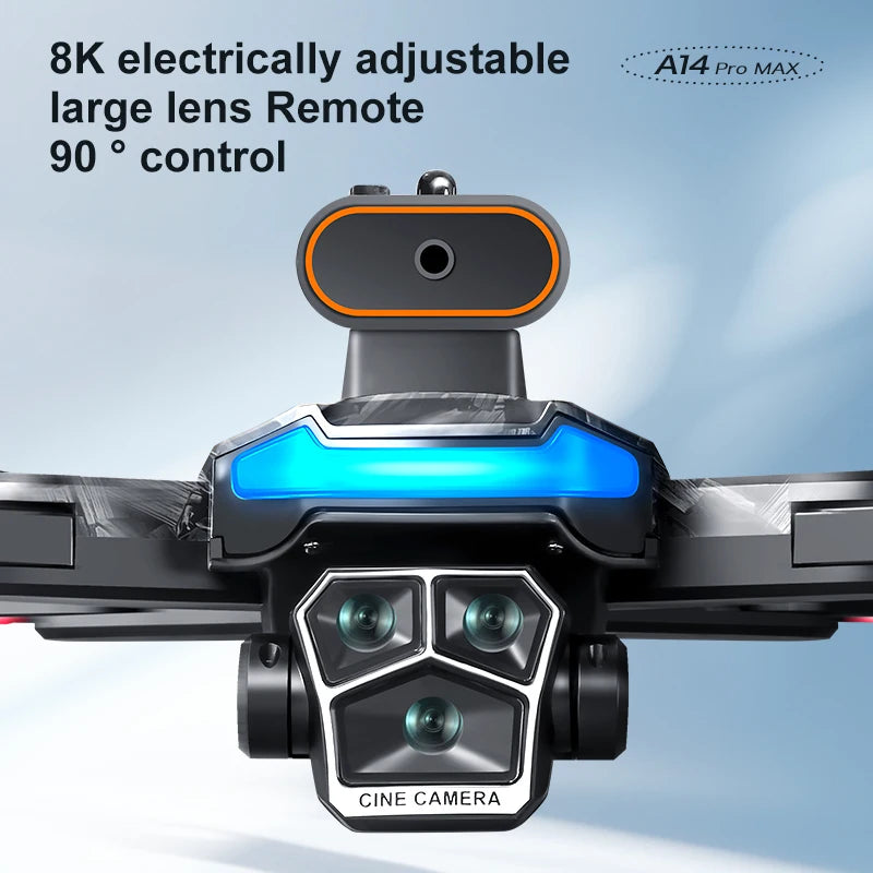 Pour Xiao Mi A14Pro Max GPS sans brosse 8K trois caméras flux optique évitement d'obstacles pliable quadrirotor RC Distance Drone jouets