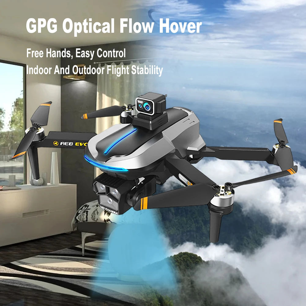 AE8 EVO GPS Drone 8K professionnel HD 4 objectif caméra Dron 5G WIFI FPV sans brosse UAV avec écran télécommande RC quadrirotor jouets