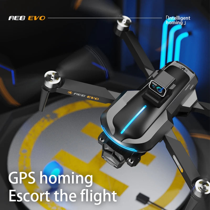 AE8 EVO GPS Drone 4K double caméra professionnelle HD avec écran 5G WIFI 360 ° Drones FPV quadrirotor Rc sans balais pour éviter les obstacles