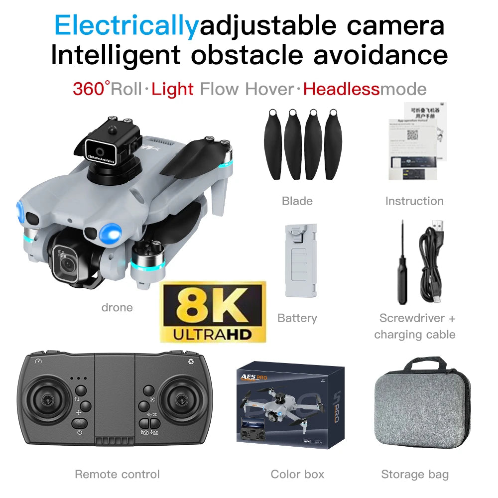 360 °   Rouleau FPV 5G WIFI 8K HD double caméra moteurs sans balais Intelligence évitement d'obstacles pliable nouveau Drone GPS AE5Pro avec Drone
