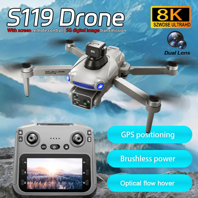 2025 nouveau Drone GPS S119 8K professionnel double caméra Dron sans brosse évitement d'obstacles WIFI FPV pliable RC quadrirotor hélicoptère