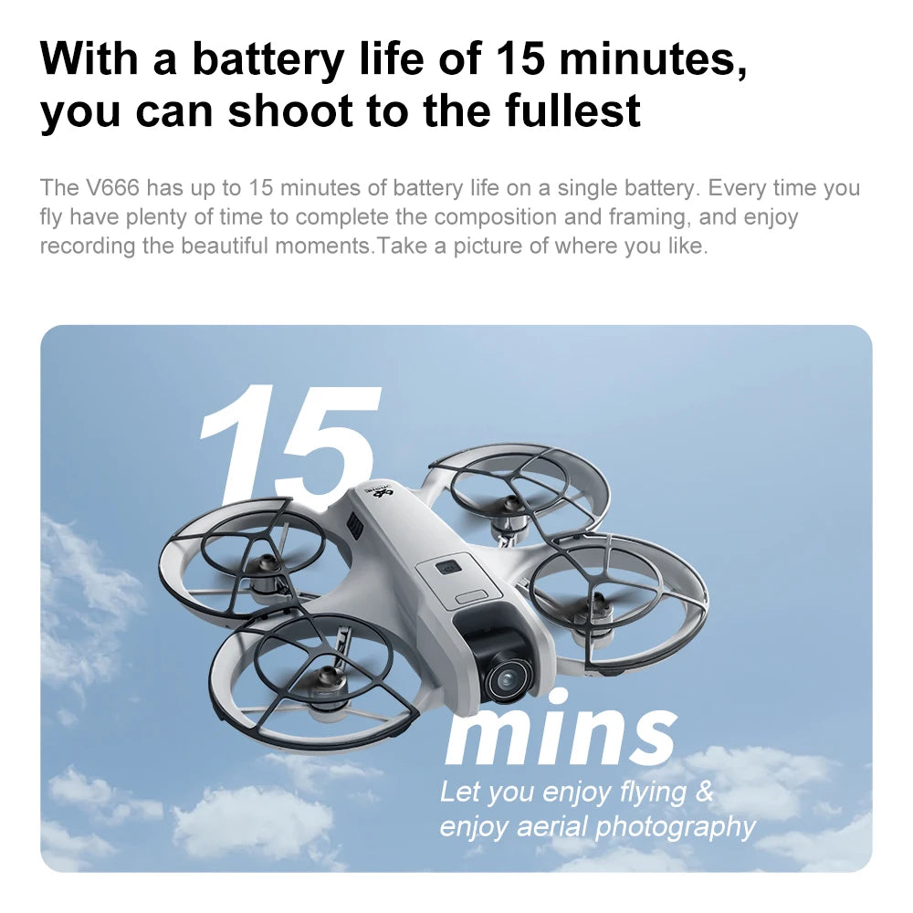 Xiaomi V666 Mini Drone 4K – 5G WiFi FPV, Obstacle Avoidance, Brushless Motor, Altitude Hold, Foldable RC Quadcopter + 3 Batteries