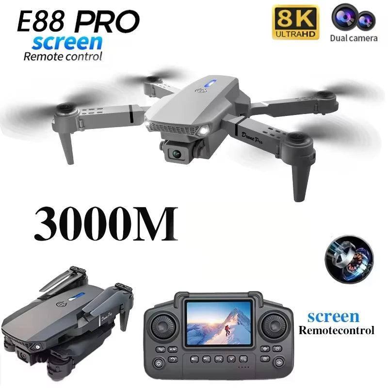 8K HD double caméra GPS évitement d'obstacles 2026 E88 Plus Mini Drones pliables moteur sans brosse RC quadrirotor jouets cadeaux pour Xiaomi