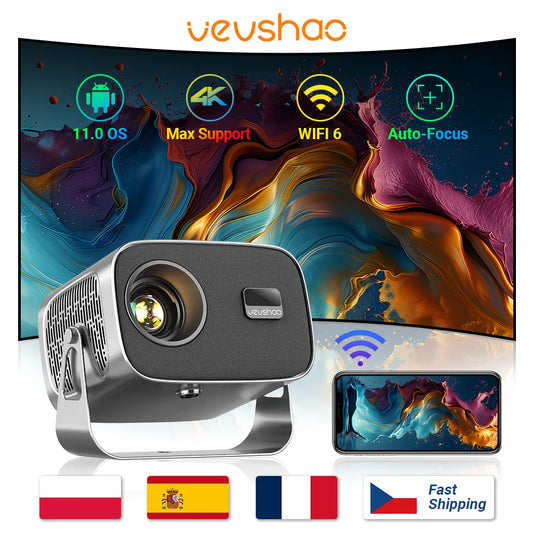 VEVSHAO A12 projecteur Mini Portable LED vidéo Android 11.0 WIFI 6 miroir SmartPhone pour 1080P 4K vidéo projecteur de cinéma maison