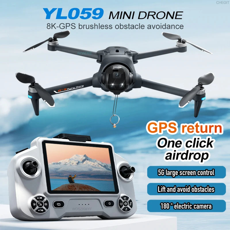 2026 YL059 GPS Drone cardan 8k HD caméra 5G WIFI grand écran à distance 22min vol professionnel pliable sans brosse RC quadrirotor