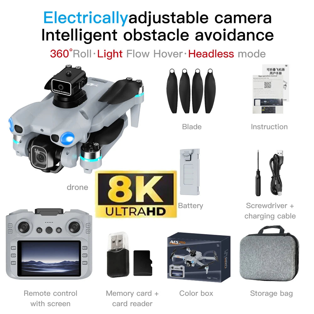 360 °   Rouleau FPV 5G WIFI 8K HD double caméra moteurs sans balais Intelligence évitement d'obstacles pliable nouveau Drone GPS AE5Pro avec Drone