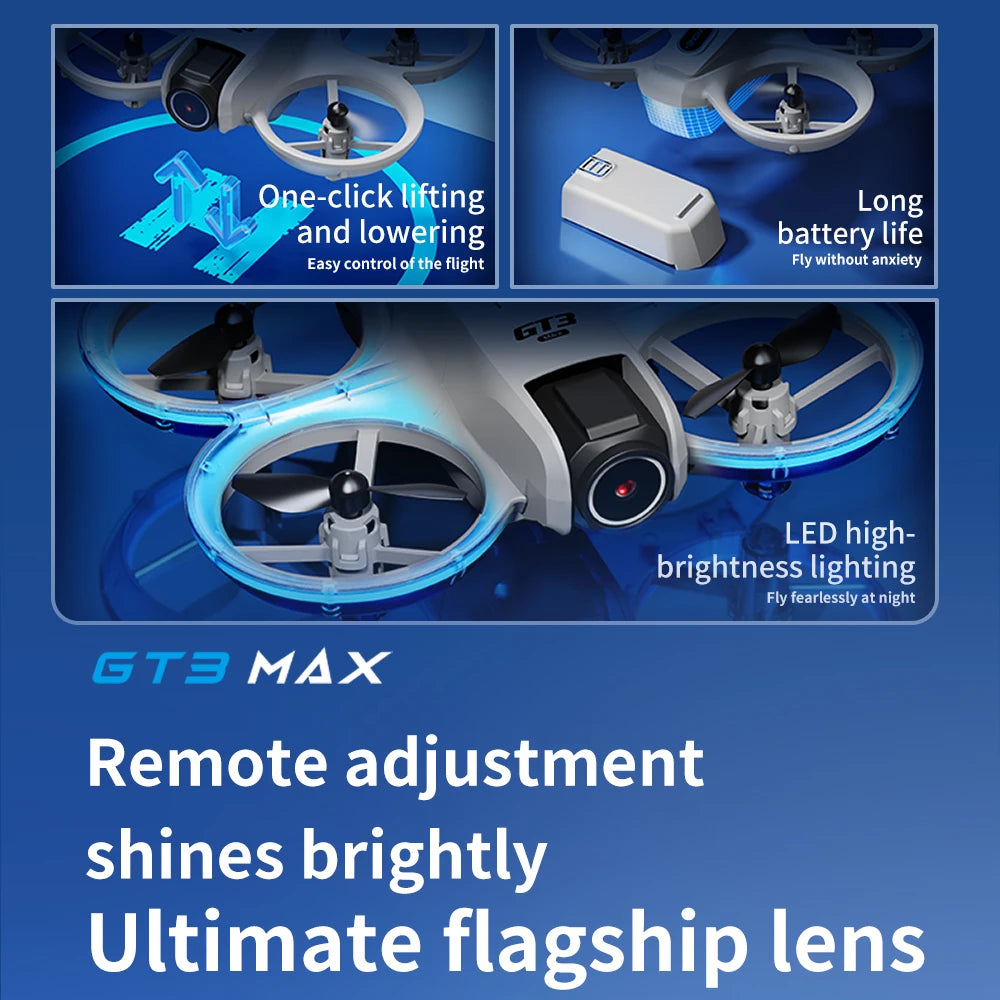 2025 nouveau GT3 MAX Mini avec LED Drones pliables GPS 8K HD double caméra moteur sans brosse évitement d'obstacles RC quadrirotor jouets cadeaux