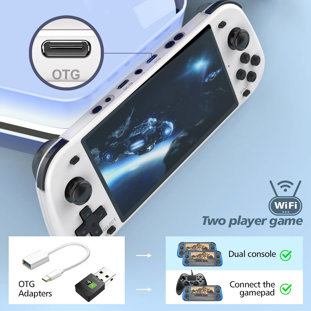 5.1inch Game Console R50S 128G IPS Screen Video Game Consoles Wifi Two-player Online Gaming Pocket R36S Upgraded Consolas