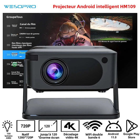 WESOPRO Mini Projecteur Intelligent 4K Portable – WiFi 6, Bluetooth 5.0, Android 11, Home Cinéma Compact