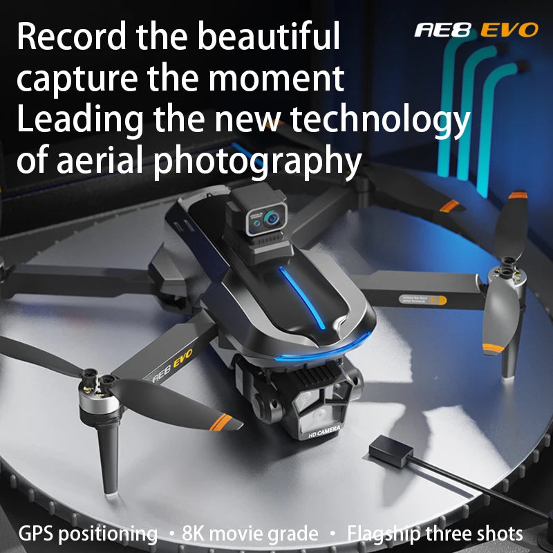 AE8 EVO GPS Drone 4K double caméra professionnelle HD avec écran 5G WIFI 360 ° Drones FPV quadrirotor Rc sans balais pour éviter les obstacles