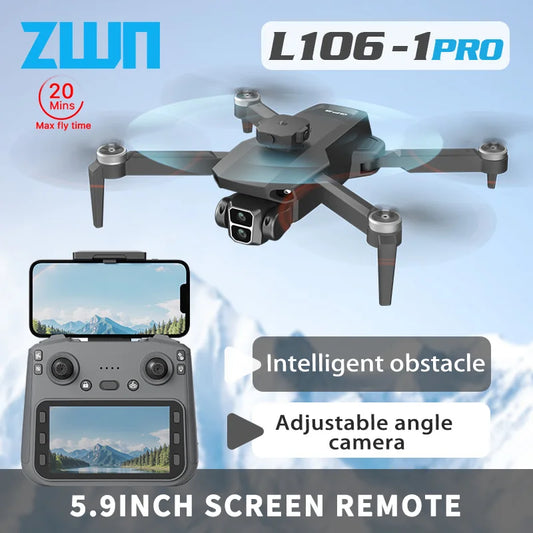 Drone professionnel GPS L106-1PRO avec écran de caméra HD 4K, télécommande 5G WIFI 3KM EIS, évitement d'obstacles FPV, quadrirotor sans balais