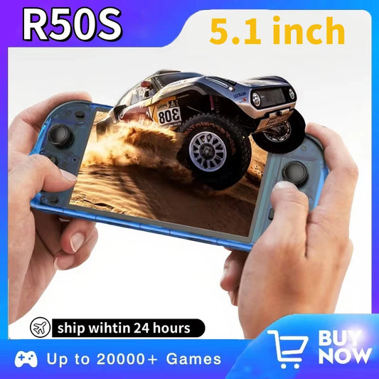 5.1inch Game Console R50S 128G IPS Screen Video Game Consoles Wifi Two-player Online Gaming Pocket R36S Upgraded Consolas