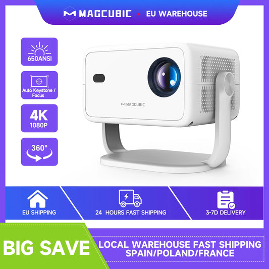Magcubic – projecteur natif 1080P 650ANSI 8K Android14 L018, avec Correction automatique du Keystone, mise au point, Wifi6 BT5.4, film Portable pour l'extérieur