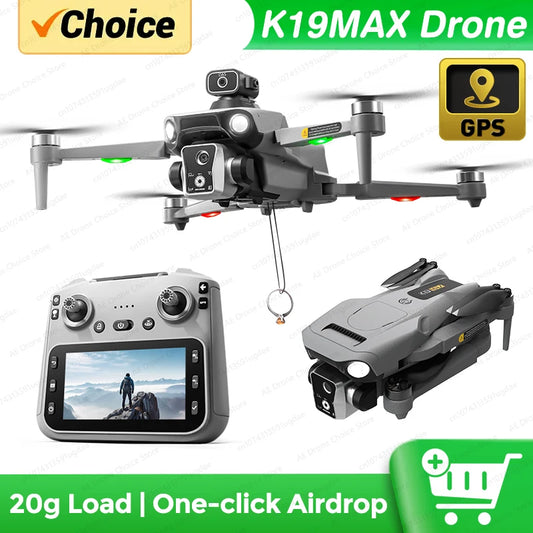 K19MAX GPS Drone 4K caméra professionnelle Dron avec écran 4.5 pouces télécommande dispositif Airdrop Drones UAV charge 20g, OAS en option