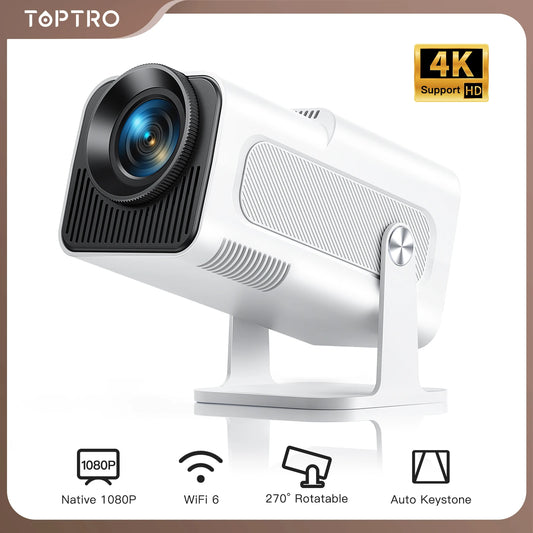 TOPTRO-Mini budgétaire portable, 4K, prise en charge de 20000 lumens, Full HD, 1080P, natif, rotation à 270 °, budgétaire de cinéma maison