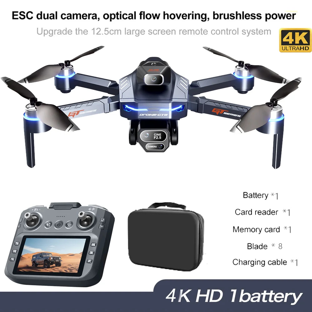 Nouveau Drone GT8 8K caméra HD professionnelle aérienne FPV Intelligent évitant l'obstacle grand écran télécommande pliant RC Dron jouet