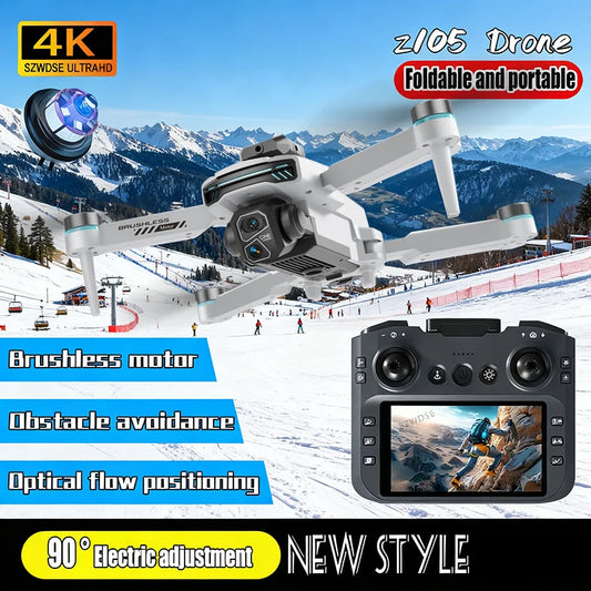 Nouveau Drone Z105 4K professionnel HD double caméra flux optique positionnement photographie sans brosse pliable grand écran RC quadrirotor