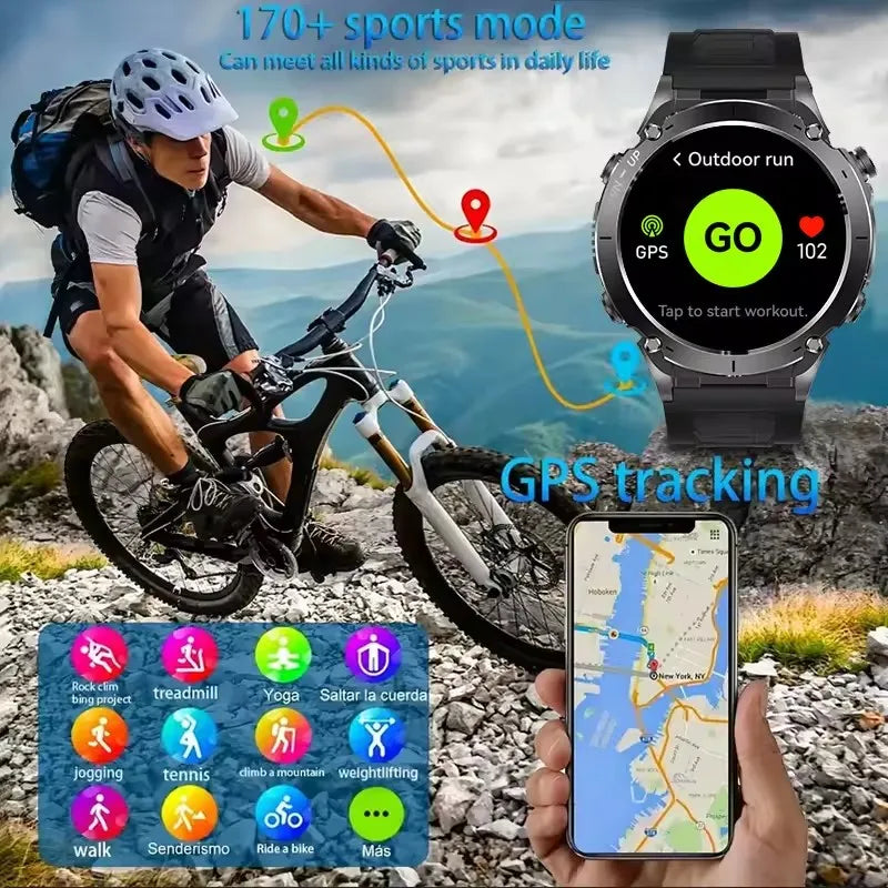 2025 Ultra GPS Smart Watch – 10ATM Waterproof | Dual-Band GNSS, Compass, Military Sport Design