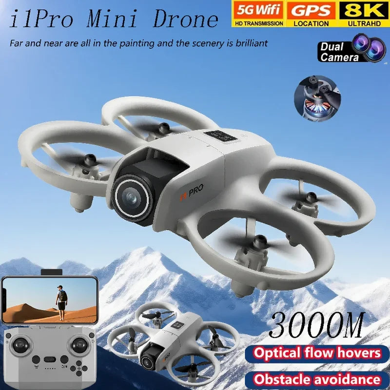 2025 nouveau i1PRO Mini Drone moteur sans brosse 8K double caméra HD geste photographie quadrirotor Intelligence obstacles évitement UAV
