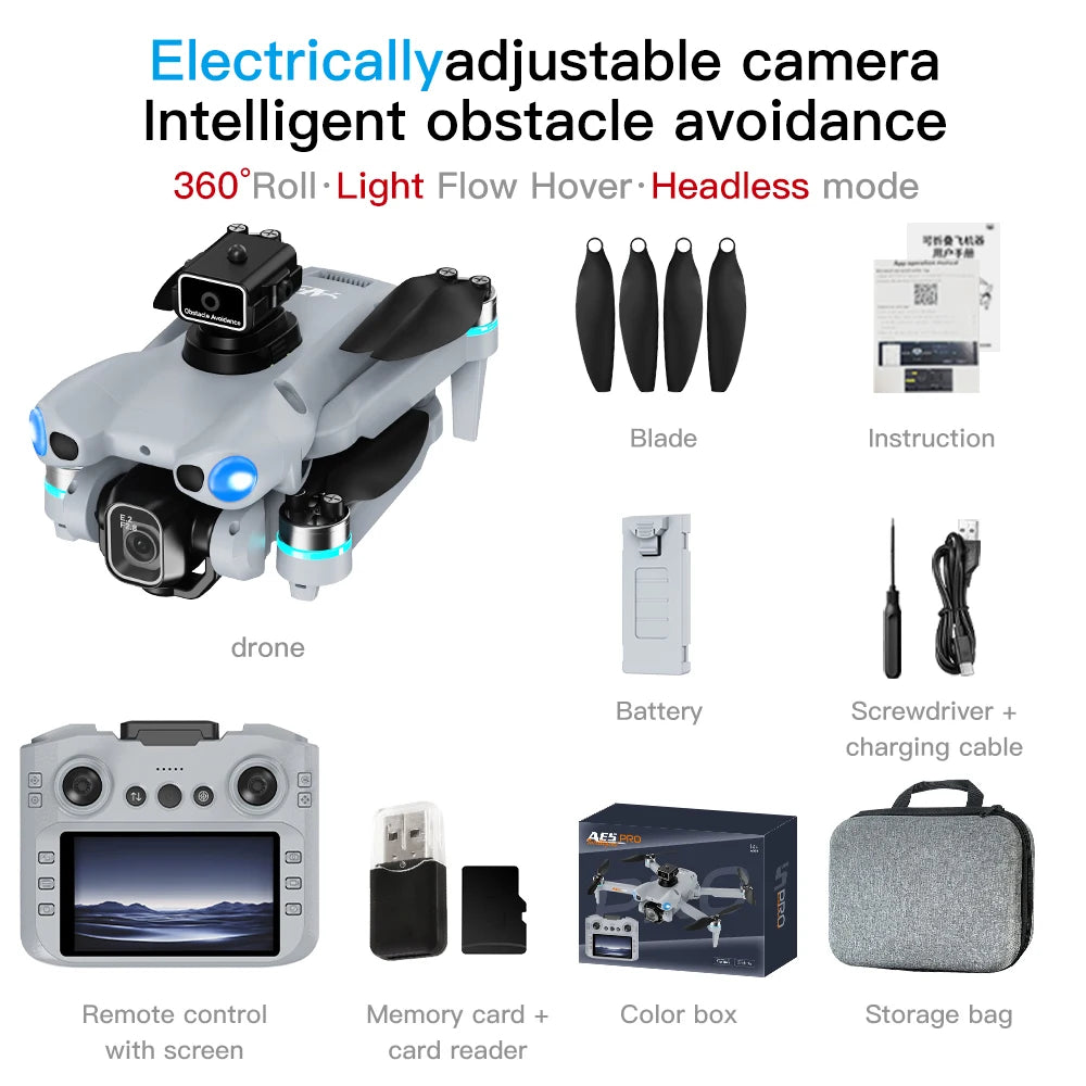 2026 nouveau Drone AE5 Pro 8K HD 4.5 "contrôle d'écran 20 Min batterie Mode sans tête hélicoptère 360 °   Flip Quadcopter Mini Drone Jouet Enfant